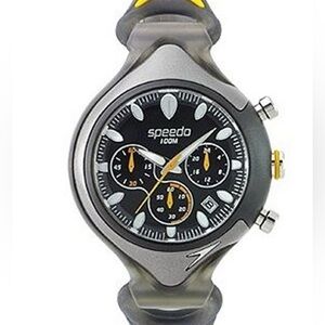 Speedo Analog Chrono Black Dial Men's Watch #SD55161BX New Battery Works No Band